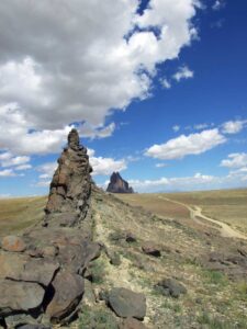 Photo of rock formation near Shiprock. Vertical.