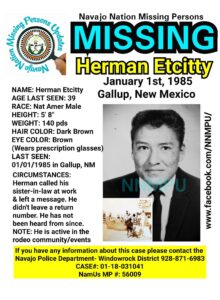 Missing poster for Herman Etcitty